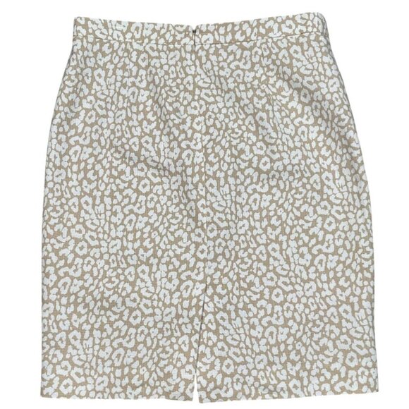 J.Crew Leopard Print Basketweave Lined Pencil Skirt Tan Cream Size 8 - Picture 4 of 7